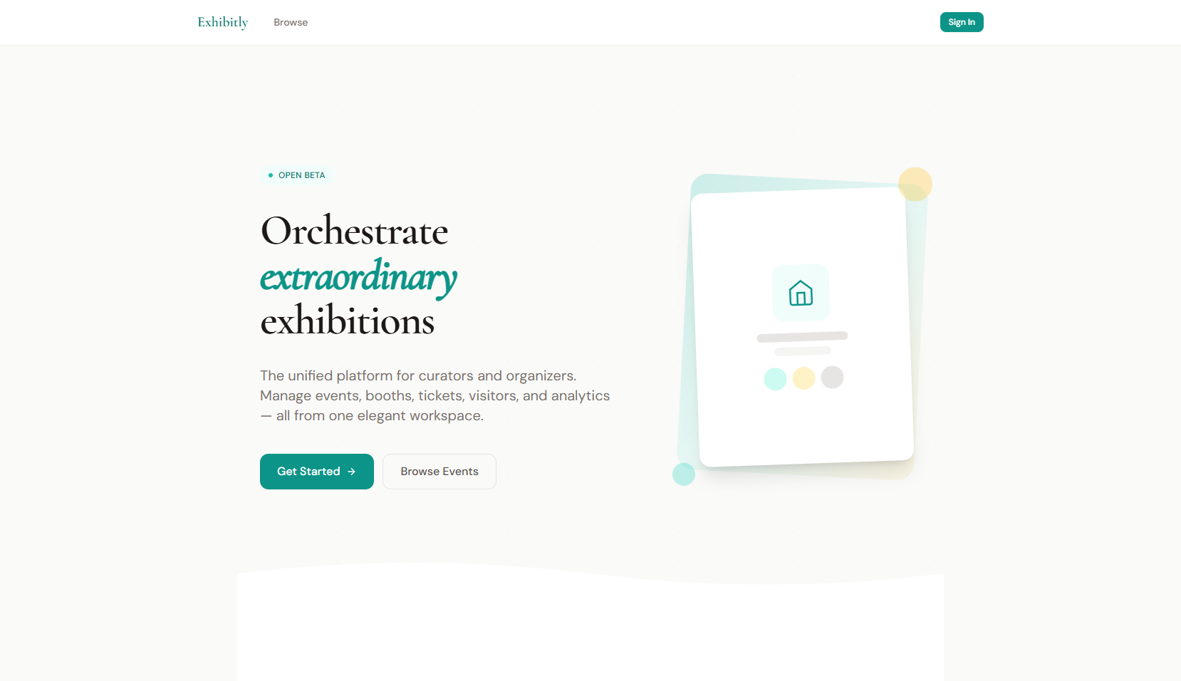 Exhibitly event page interface